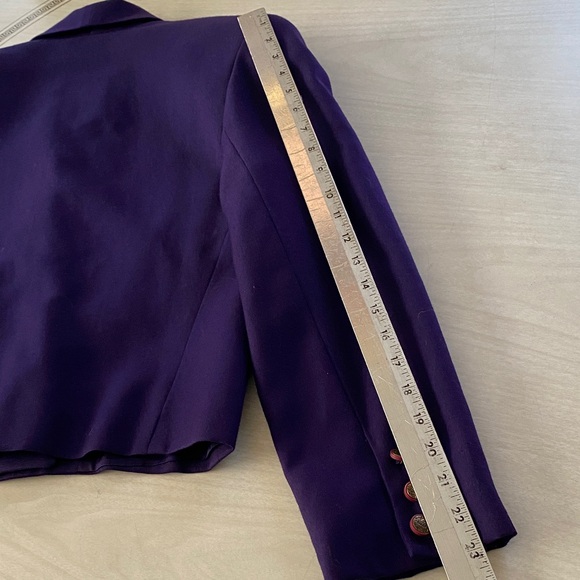 Vintage Wool Purple Double Breasted Blazer Cropped Business Casual Academia - Picture 11 of 14